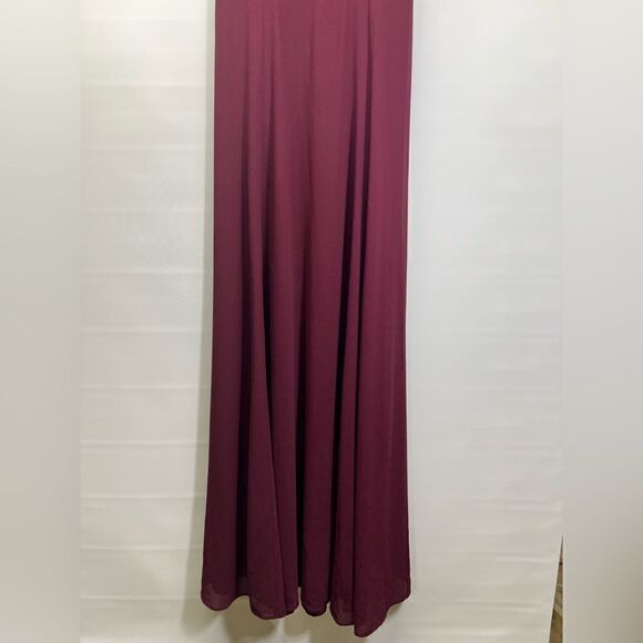 Show Me Your MuMu Jenn Maxi Sleeveless Bridesmaid Gown Dress in Merlot Chiffon M - Picture 6 of 14